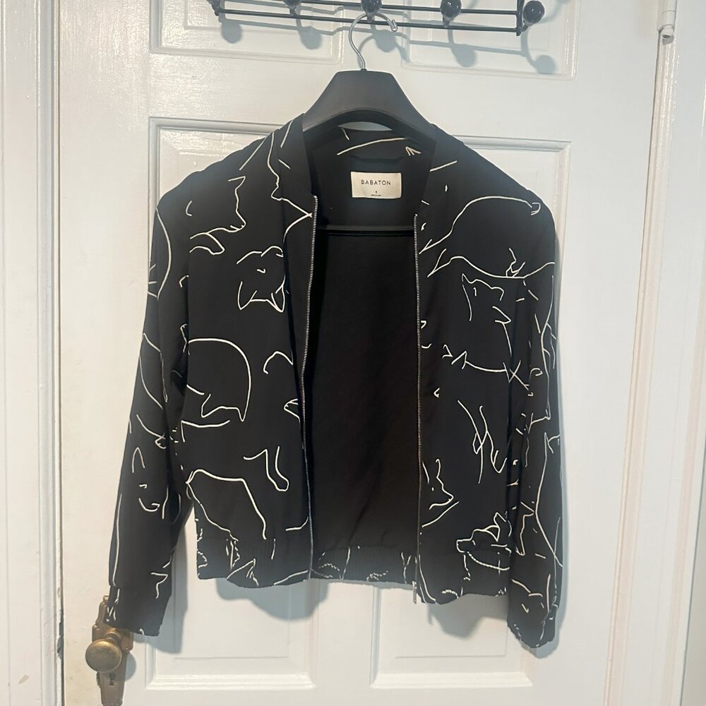 Babaton Aritzia Gilroy Bomber Fox Print Black F1 - S